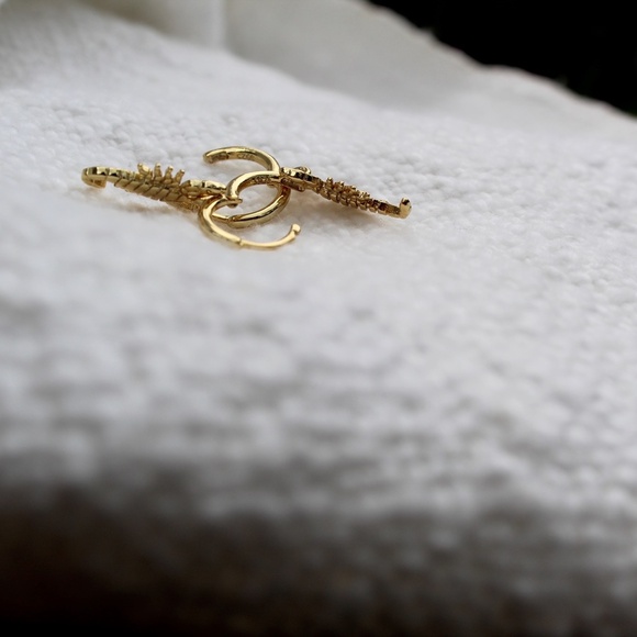 Sterling Silver Gold Scorpion Hoop Earrings - Picture 5 of 7